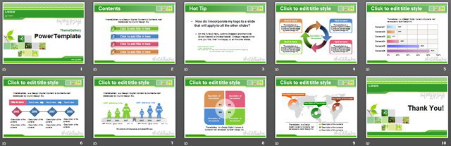 經(jīng)典綠色植物背景PPT模板下載