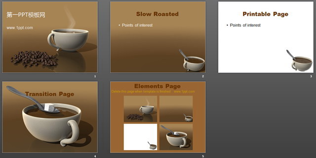 熱咖啡背景餐飲類PPT模板