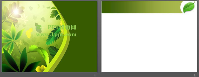 樹葉背景清新藝術(shù)PPT模板