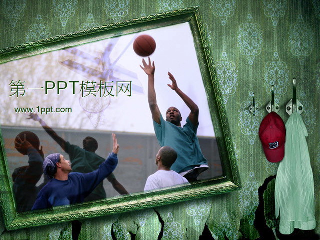 街头篮球背景体育运动PPT模板下载