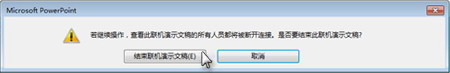 “結(jié)束聯(lián)機(jī)演示文稿”對(duì)話框