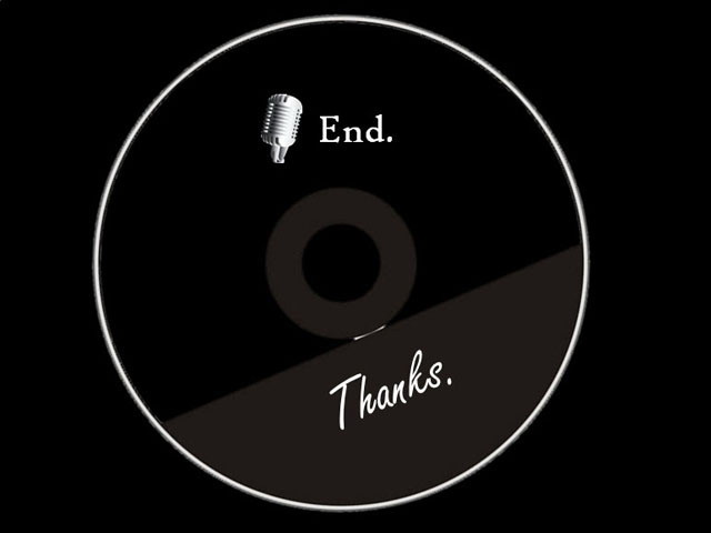 黑色CD背景的幻灯片放映结束背景图片