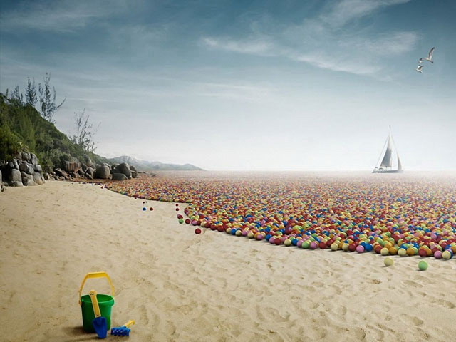 精美的海边沙滩PowerPoint背景图片下载