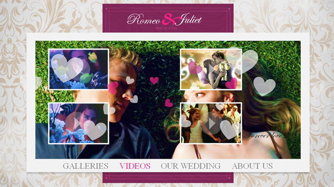 紫色浪漫婚礼幻灯片模板下载