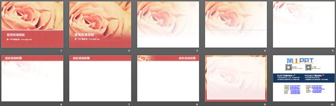 粉色浪漫玫瑰花背景的植物幻燈片模板