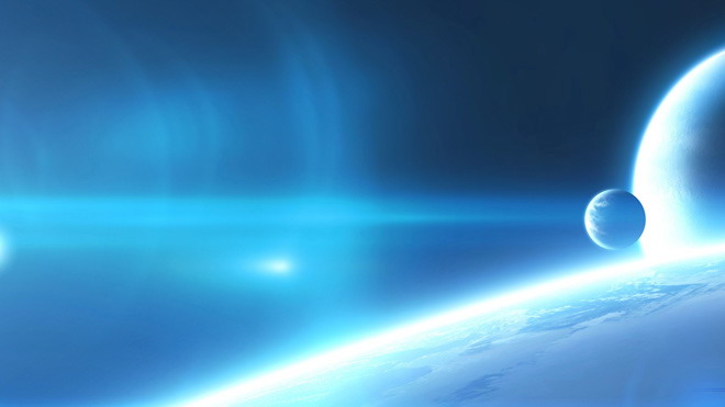 蓝色地球科技PPT背景图片