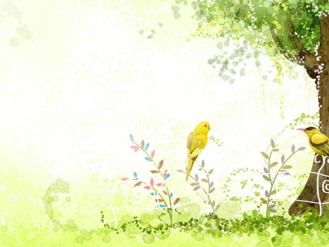 春天的小鳥PPT背景圖片