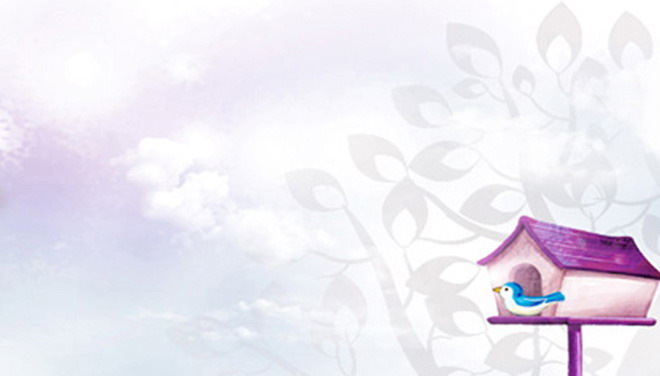 紫色淡雅卡通PPT背景图片