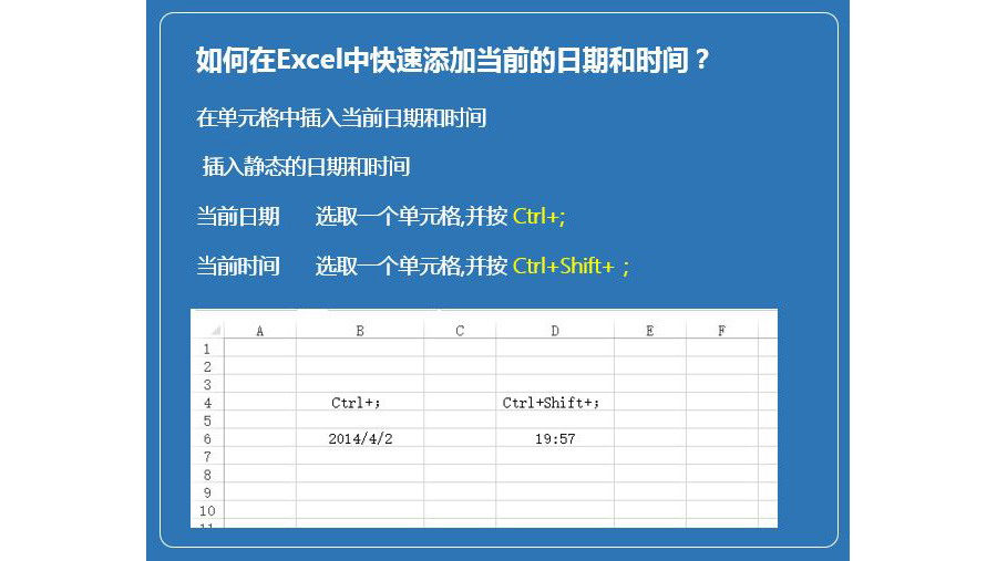 如何在Excel快速输入当前日期和时间？