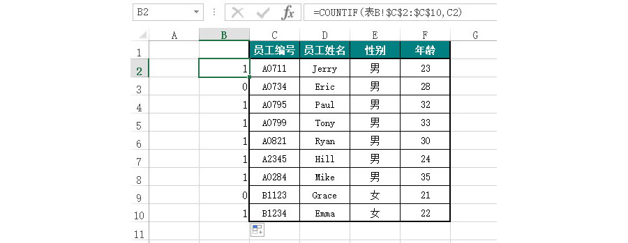 Excel如何批量匹配兩張不同表格數(shù)據(jù)？（Countif 函數(shù)法）