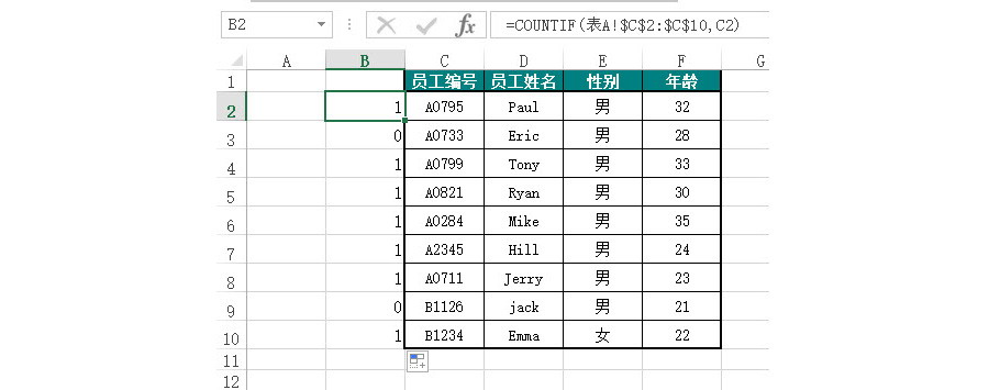 Excel如何批量匹配兩張不同表格數(shù)據(jù)？（Countif 函數(shù)法）