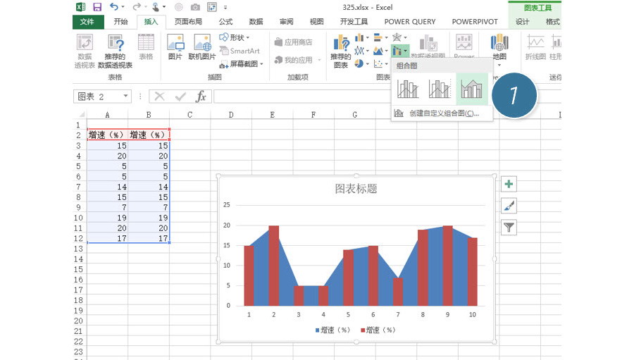 如何用Excel圖表功能制作一個面積折線圖？