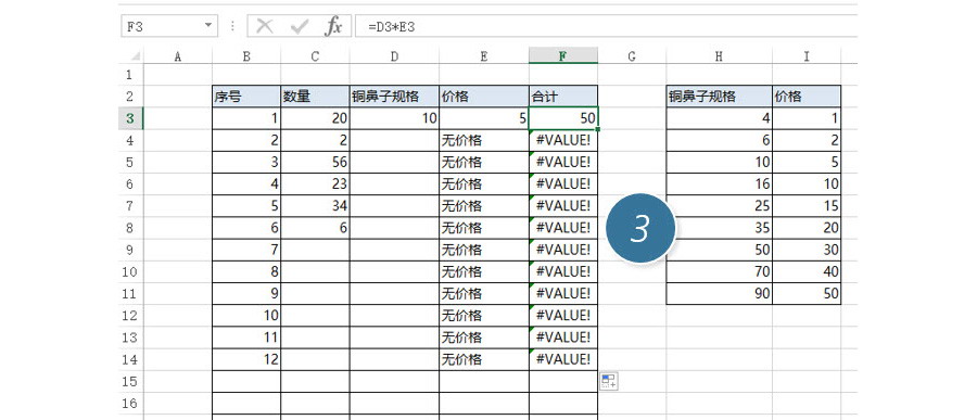 Excel如何實現(xiàn)輸入規(guī)格后實現(xiàn)價格的自動匹配？