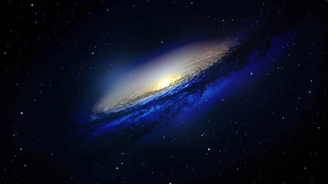 唯美蓝色银河系PPT背景图片