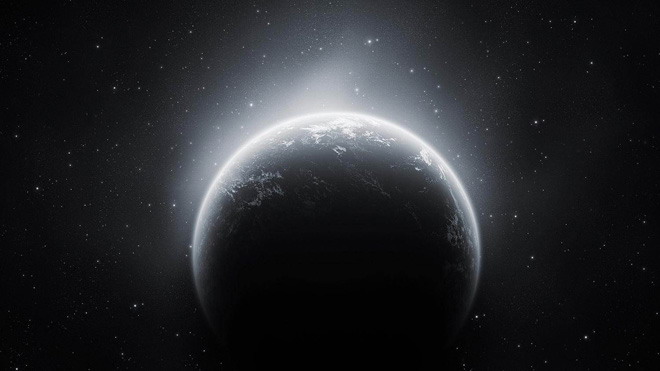 黑白唯美星球PPT背景图片