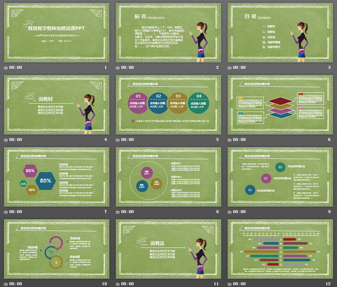 綠色手繪風(fēng)格的教師教學(xué)設(shè)計(jì)說課PPT模板