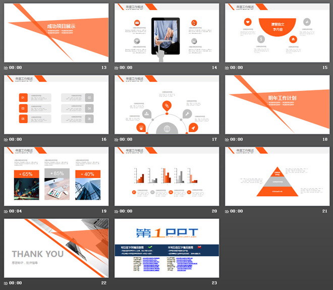 橙色多邊形與現(xiàn)代化建筑背景的工作計(jì)劃PPT模板