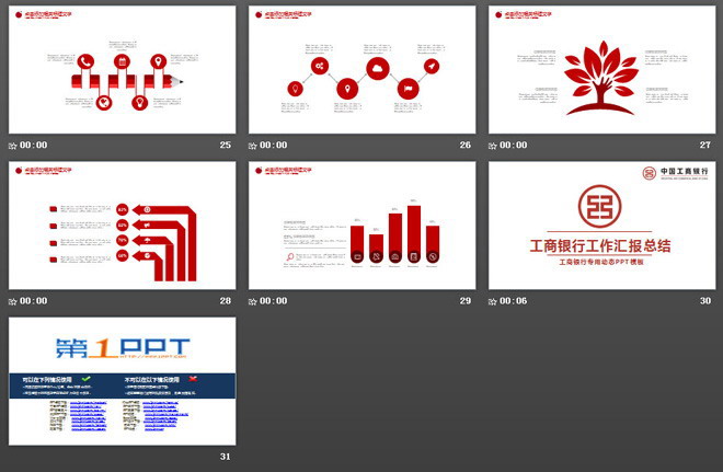 紅色簡潔工商銀行PPT模板免費下載