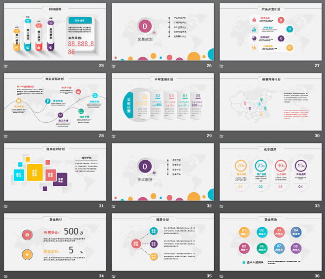 彩色時(shí)尚微立體項(xiàng)目計(jì)劃書PPT模板