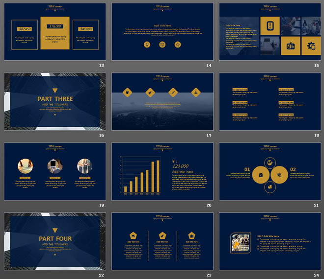 深藍(lán)色現(xiàn)代化建筑背景的大全歐美PPT模板