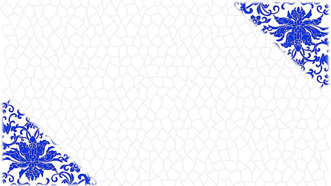 蓝色青花瓷风格中国风PPT背景图片
