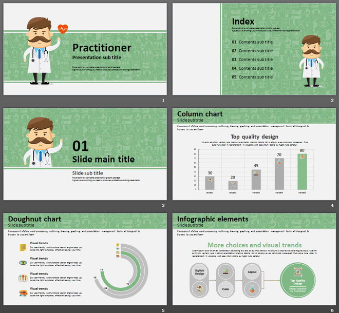 綠色卡通醫(yī)生背景的醫(yī)療醫(yī)院PPT模板免費下載