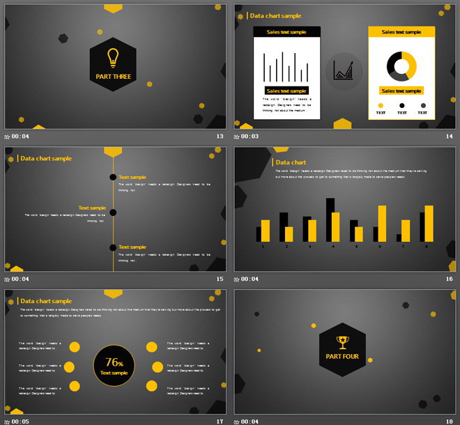 黑金扁平化多邊形背景商務(wù)PPT模板免費(fèi)下載