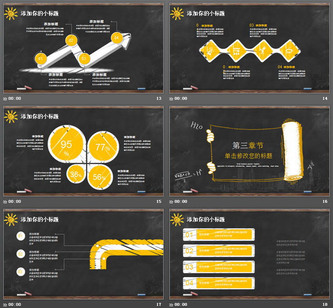 黑板粉筆手繪風格的創(chuàng)意教師說課PPT模板