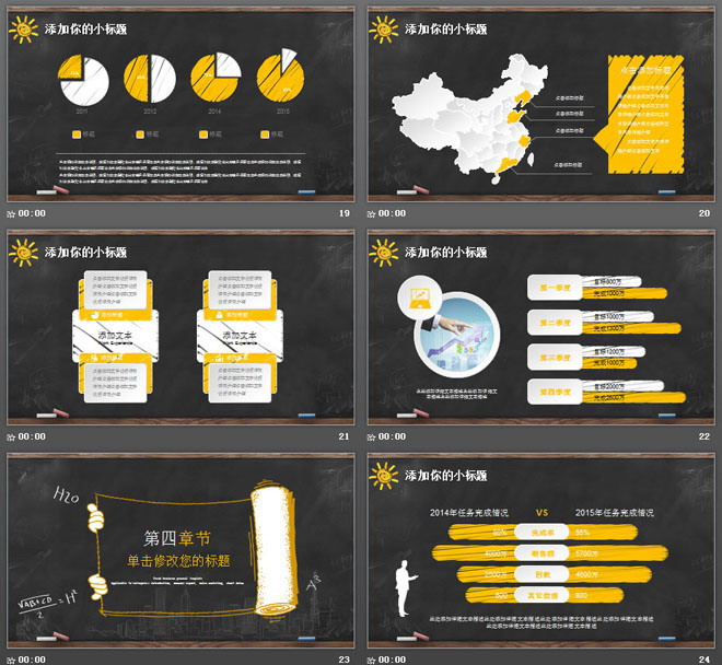 黑板粉筆手繪風格的創(chuàng)意教師說課PPT模板