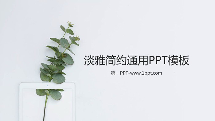 极简小清新绿色植物背景PPT模板免费下载