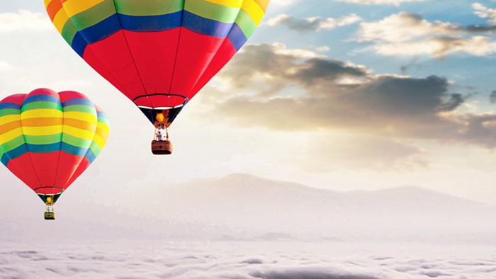 天空中的热气球PPT背景图片