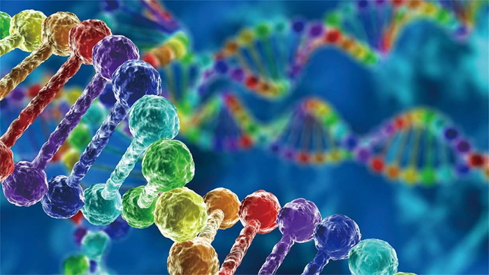 彩色DNA基因链条PPT背景图片