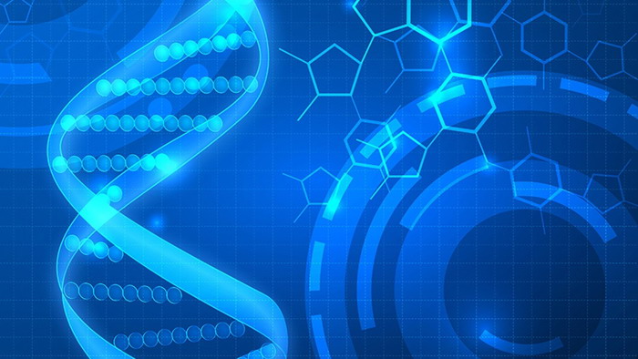 蓝色扁平化DNA生命科学PPT背景图片