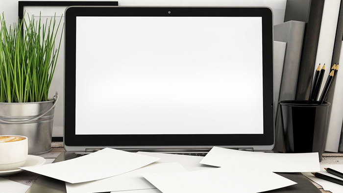 笔记本电脑白纸PPT背景图片
