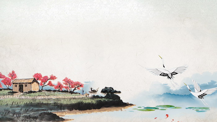 四张古典水墨中国风PPT背景图片