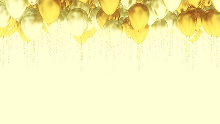 三张金色气球幻灯片背景图片