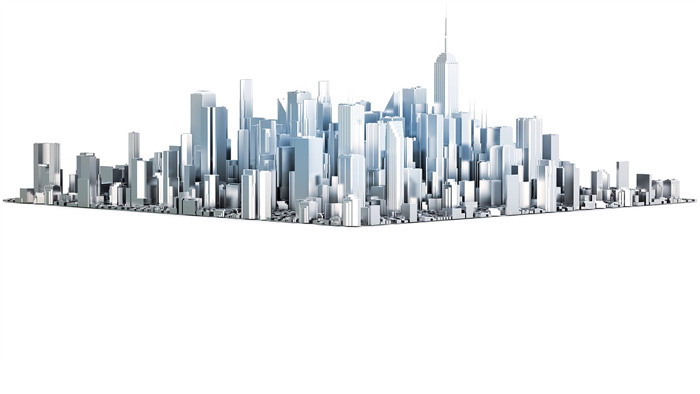 立体城市建筑模型PPT背景图片