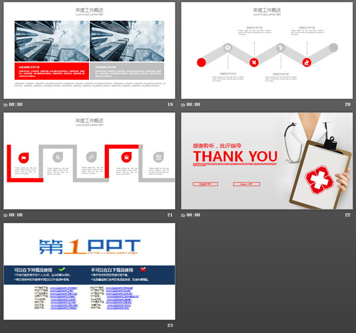 紅色簡潔醫(yī)生護士工作總結PPT模板