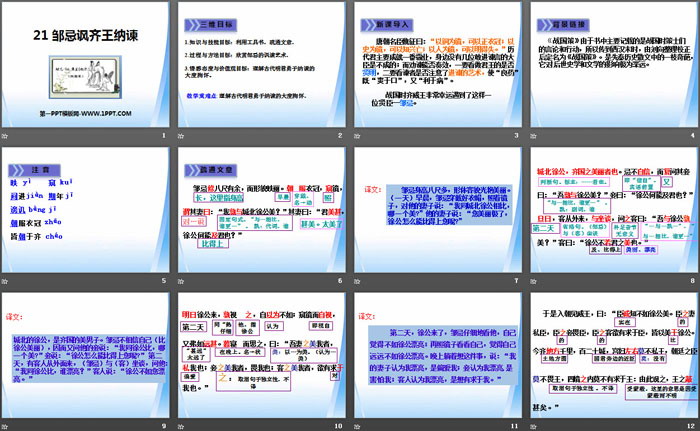 《鄒忌諷齊王納諫》PPT免費下載