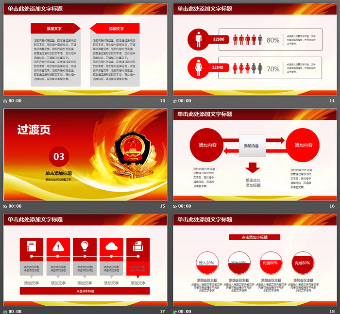 紅色公安警察工作匯報PPT模板