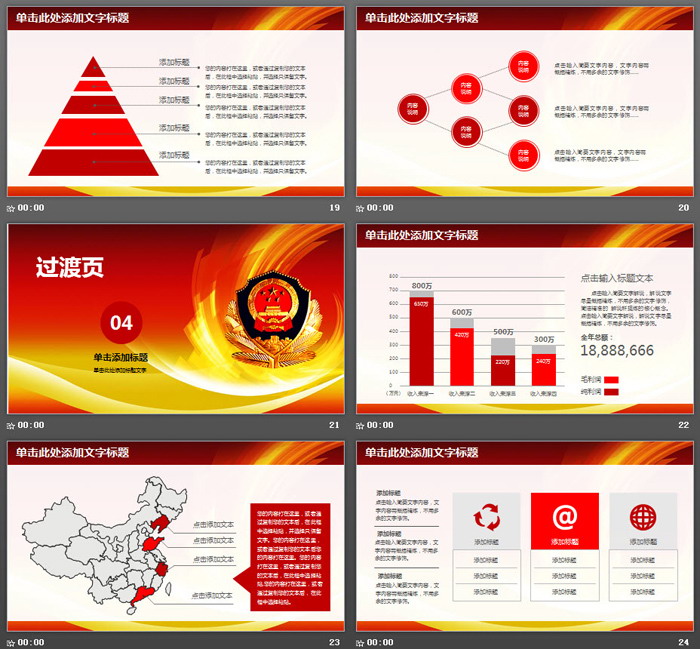 紅色公安警察工作匯報PPT模板