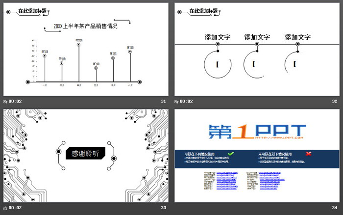 黑白簡潔電子線路PPT模板