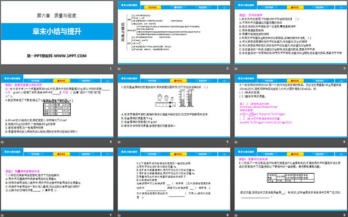 《章末小結(jié)與提升》質(zhì)量與密度PPT