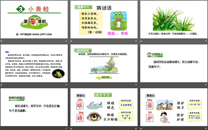 識(shí)字《小青蛙》PPT(第一課時(shí))