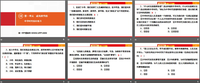 《中學(xué)時(shí)代》成長的節(jié)拍PPT(綜合練習(xí))