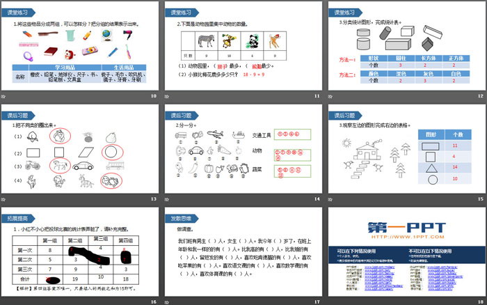 《分類與整理》PPT(按不同標準分類，整理分類結果)