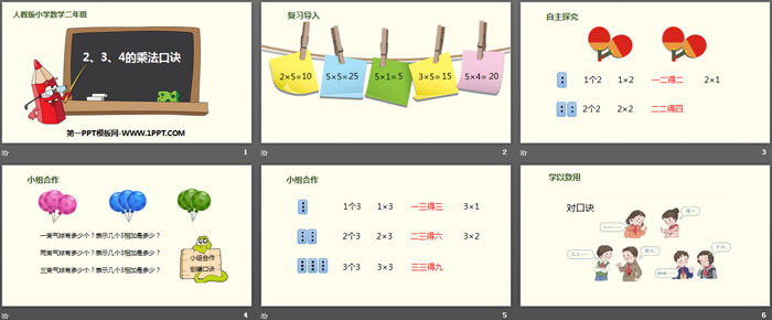 《2、3、4的乘法口訣》表內(nèi)乘法PPT課件下載