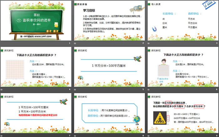 《面積單位間的進率》面積PPT(第1課時)