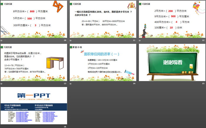 《面積單位間的進率》面積PPT(第1課時)