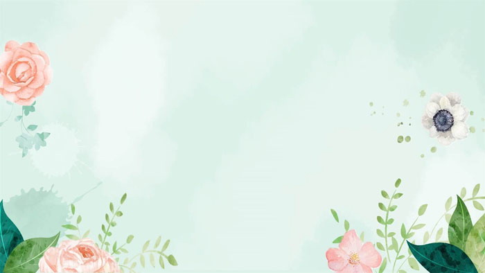淡雅清新水彩绿叶红花PPT背景图片